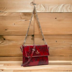 Italian Red Leather Crossbody/Clutch Handbag by Cuoieria Fiorentina